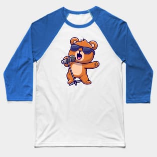 Cute Bear Singing Cartoon Baseball T-Shirt